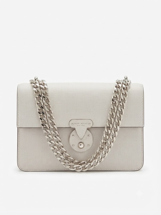 henri bendel Handbags - Henri Bendel Warren Street Ivory Textured Leather Flap Bag
